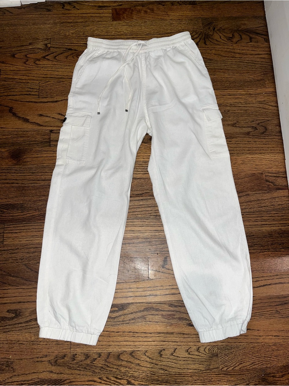 White Cargo Jogger Pants size large